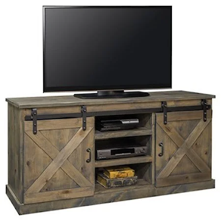 Farmhouse 66" TV Console with Industrial Accents